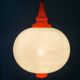 Space Age pendant lamp with milk glass ball and orange accents