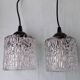 Pair of holophane glass pendants