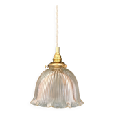Vintage glass holophane pendant light