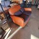 Club sofa in leather and fabric
