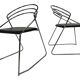 4 chaises minimalistes en fil d'acier chromé, années 80