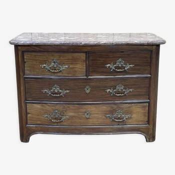 Regency period chest of drawers in amaranth and marble top - XVIIIth