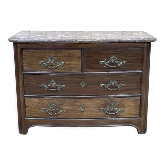 Regency period chest of drawers in amaranth and marble top - XVIIIth