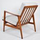 Fauteuil original restauré, tissu gris clair, années 1960, usine de meubles Swarzedzka