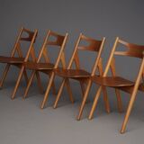 Chaises CH29 Sawbuck par Hans Wegner pour Carl Hansen & Son. Lot de 4