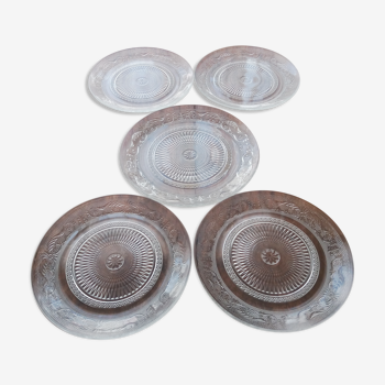 Set of old molded glass plates