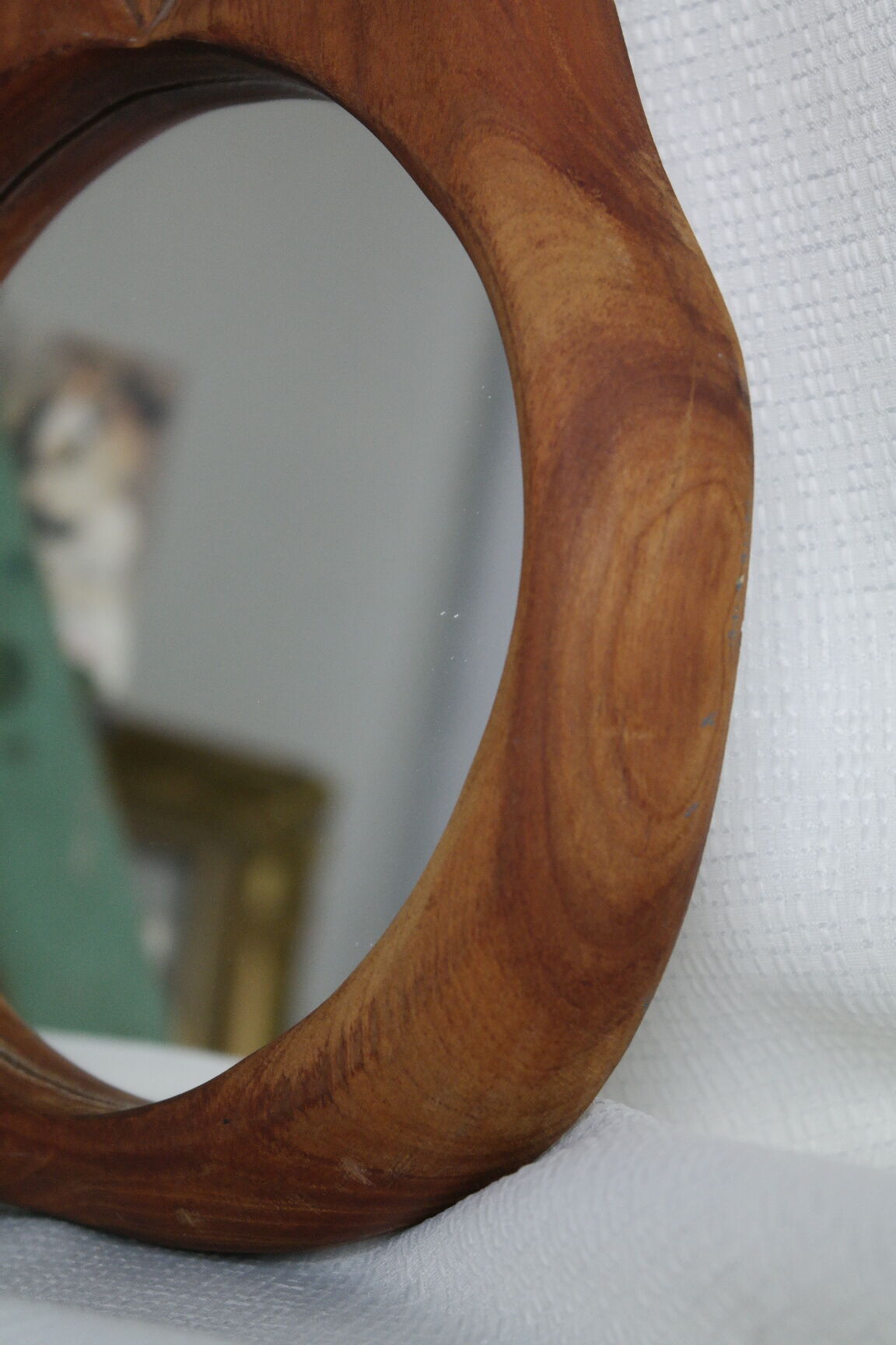 Vintage mahogany wood mirror handmade pear shape