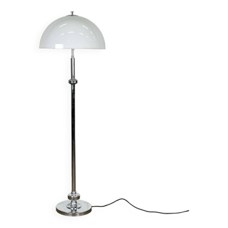 Lampadaire vintage avec abat-jour champignon blanc