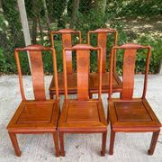 Set of 5 Chinese Ming chairs in solid rosewood – Engraved Shou pattern 70