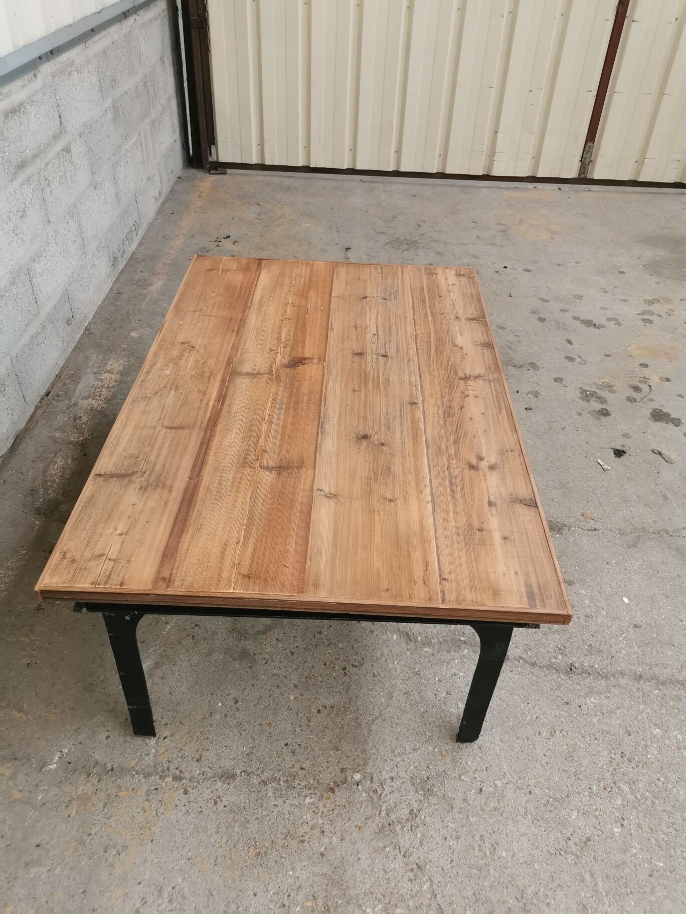 Metal and wood coffee table