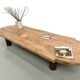 XXL oval coffee table in solid oak, cylindrical base, 1950s.