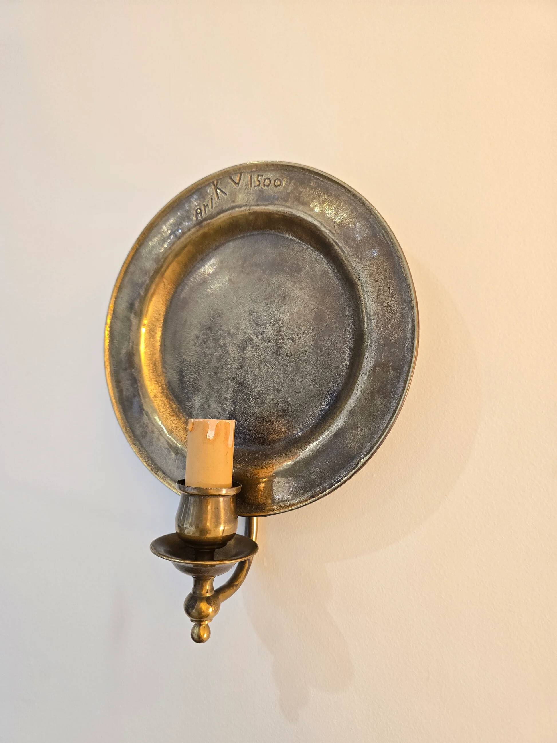 Set of 2 vintage wall sconces Ari KV 1500 – patinated bronze – Ø 25 cm
