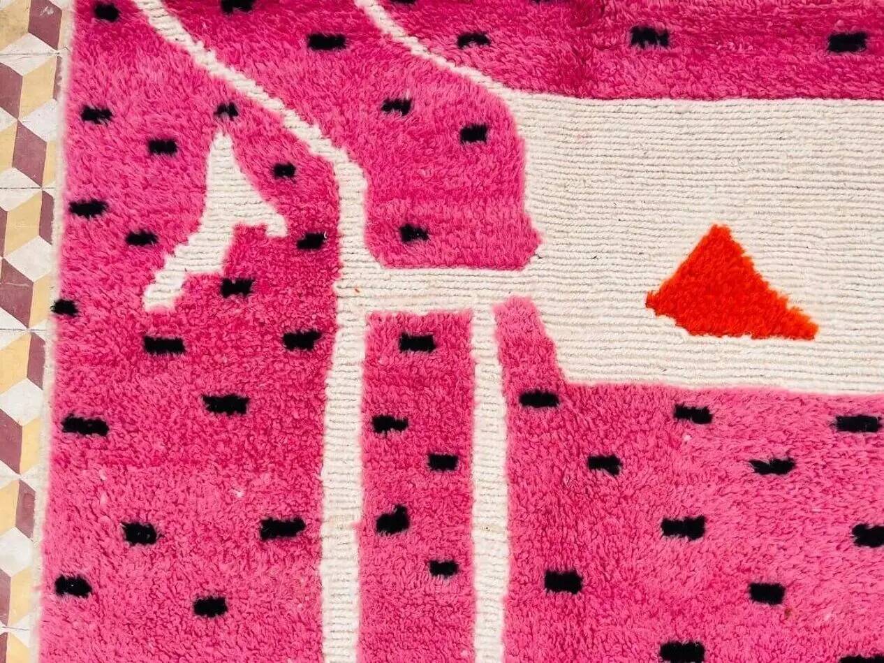 Tapis berbère tissé à la main en laine 400x300 cm rose, Maroc