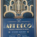 Original poster of the Art Deco exhibition France-America