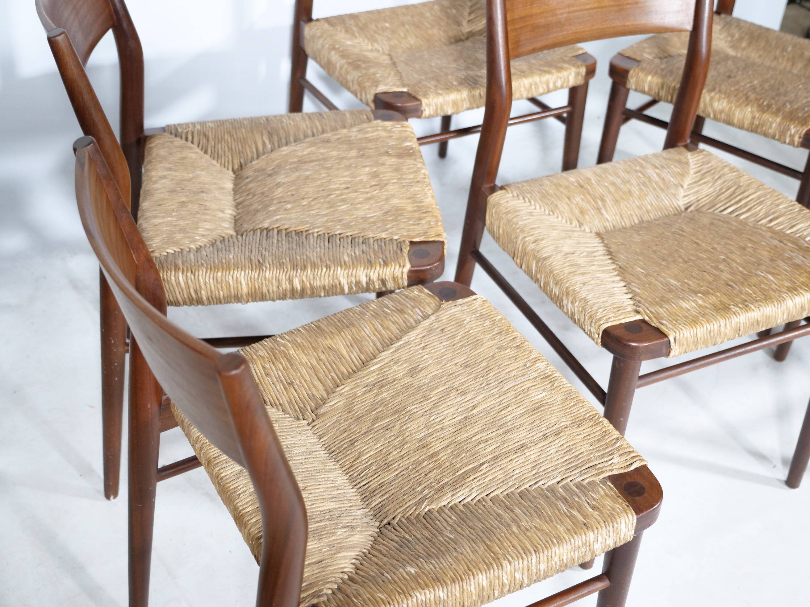 Teak Cane Chairs 351 Georg Leowald for Wilkhahn 1960s