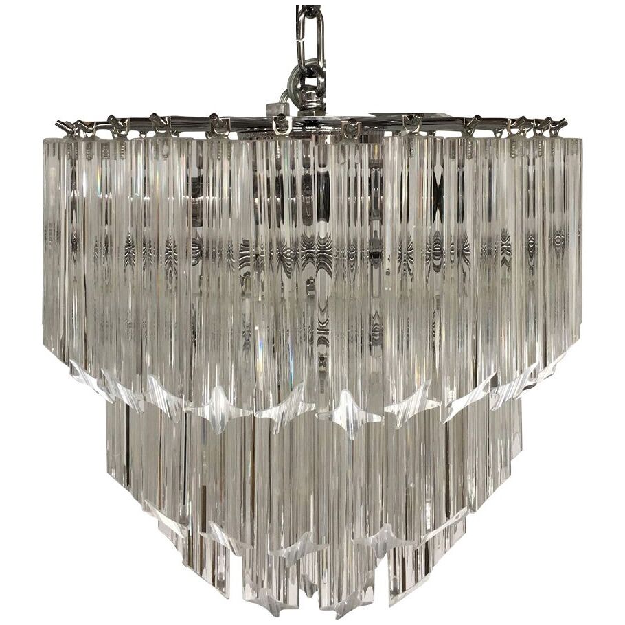 Clear quadriedro murano glass chandelier