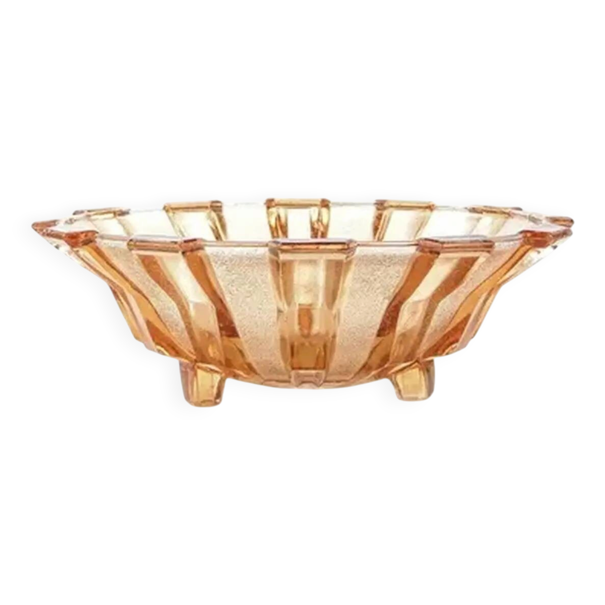 Art Deco fruit bowl, glass, Val Saint Lambert, Belgium, 1950s