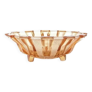 Art Deco fruit bowl, glass, Val Saint Lambert, Belgium, 1950s