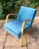 Fauteuil en bois et tissu bleu, 1960
