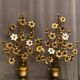 Pair of church candlesticks decorated with brass and opaline flowers nineteenth