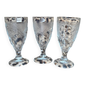 Set of 3 Luminarc stemmed glasses with fruit decor