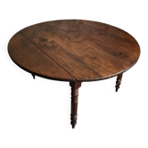 Table à manger ronde pliante ancienne française en chêne | Marqueterie étoile | c. 1850–1880