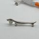 Vintage knife holder, dog, dachshund, silver metal, animal