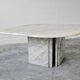 Postmodern coffee table cat's eye white Carrara marble Roche Bobois style