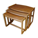 Swedish pale teak nesting tables set of three