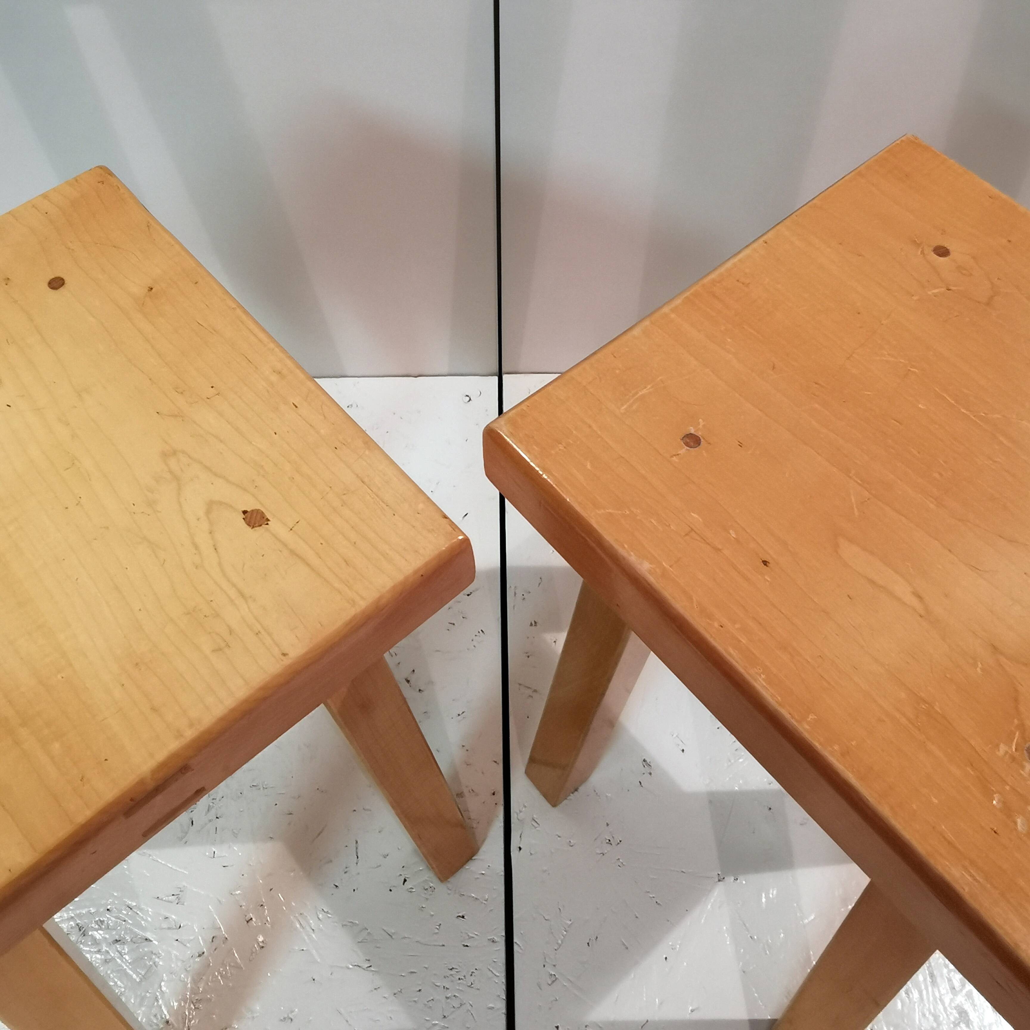 Duo de tabourets de fabrication artisanale 1970