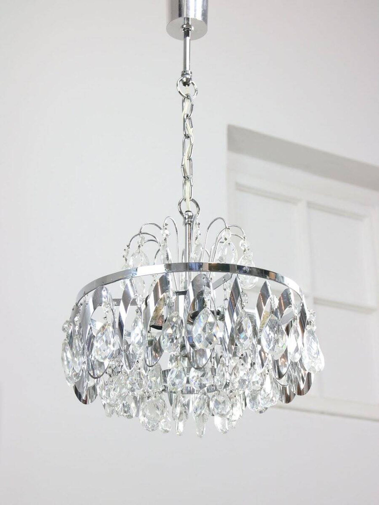 Petit chandelier en cristal viennois vintage, années 1970