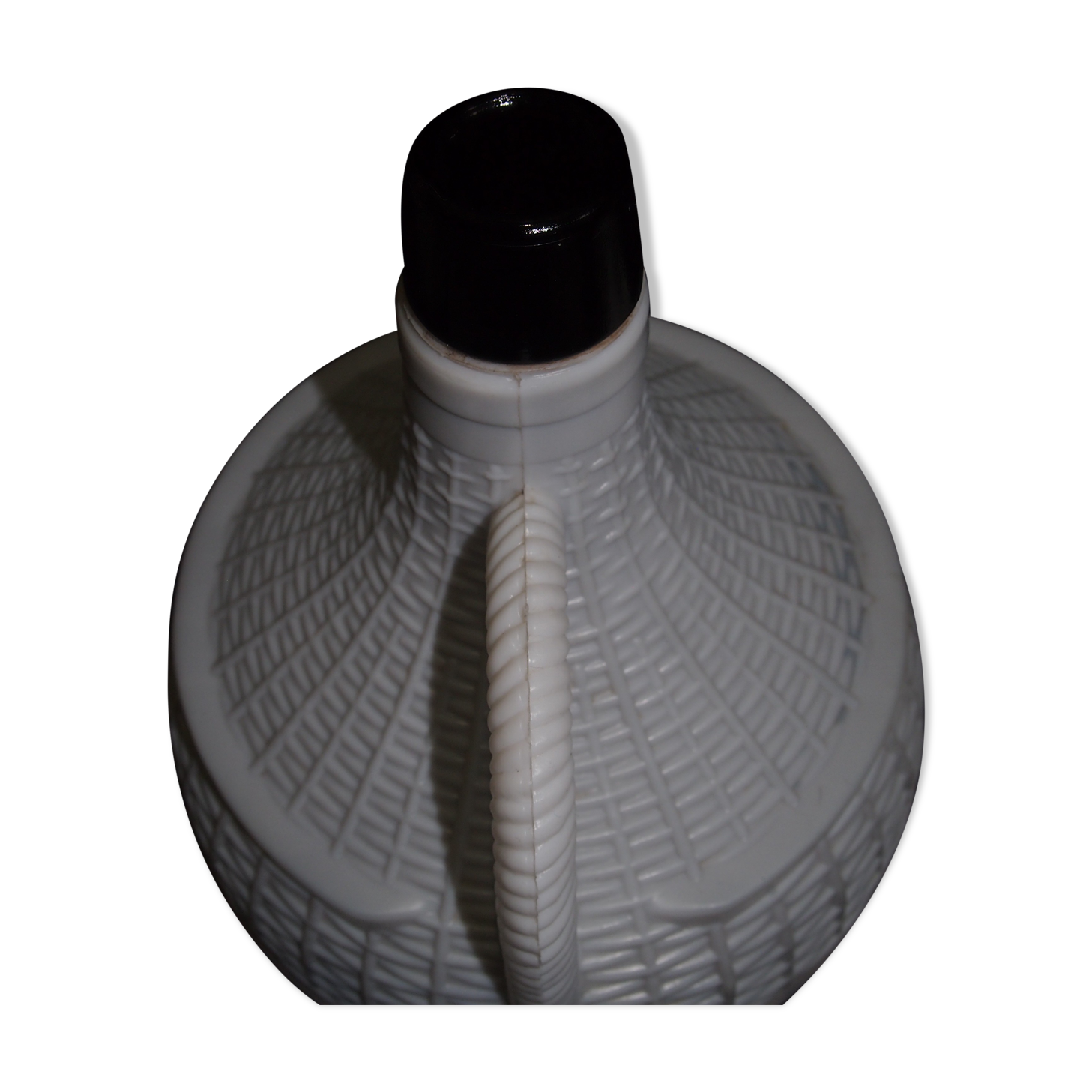 Pair of white covered demijohns