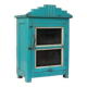Indian showcase or bedside glass old teak blue patina