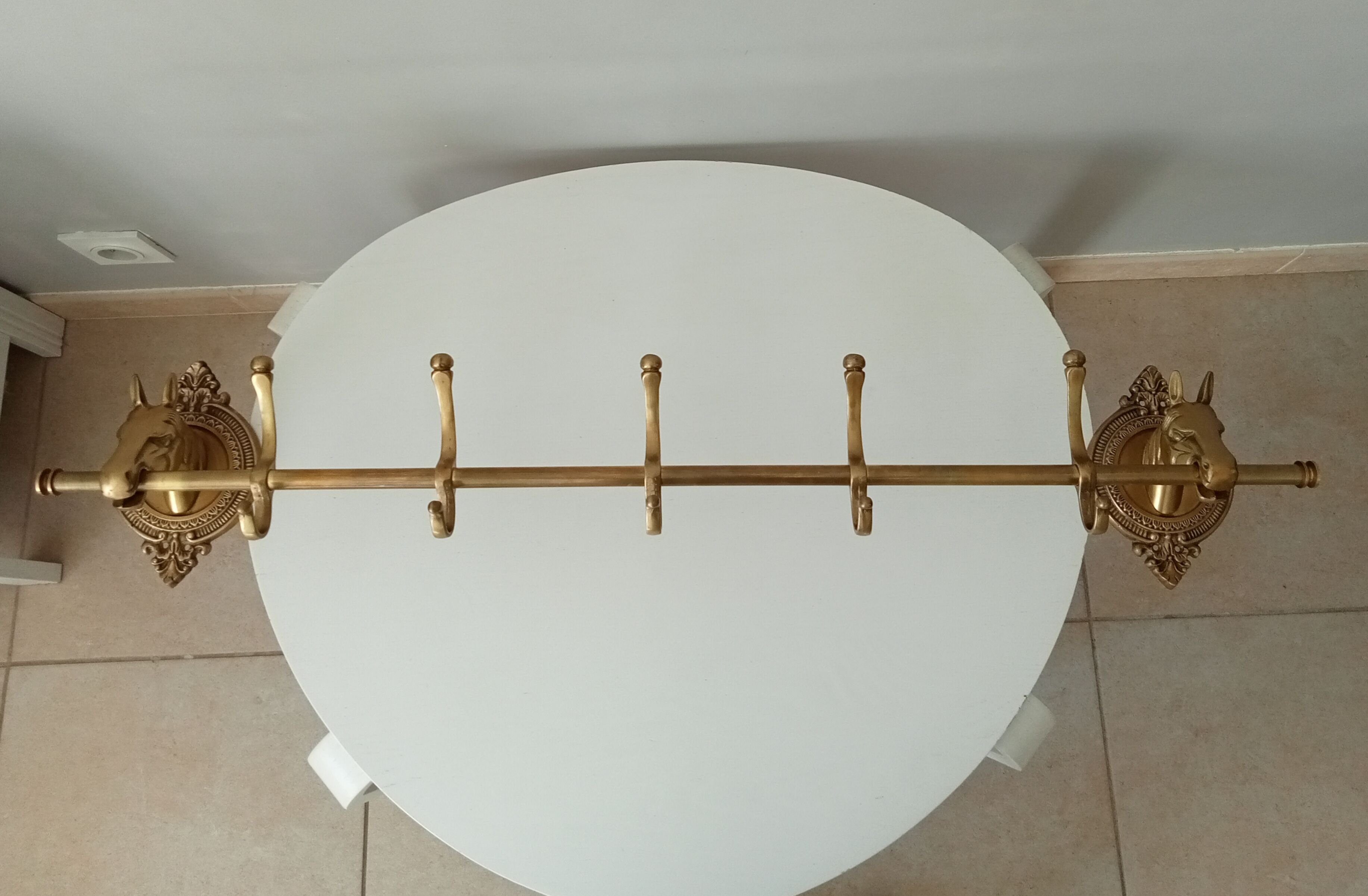 Coat rack in solid brass gilded 50s