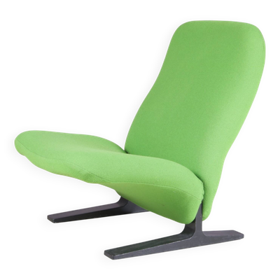 Fauteuil Concorde des années 1970 vert avec base noire Pierre Paulin pour Artifort