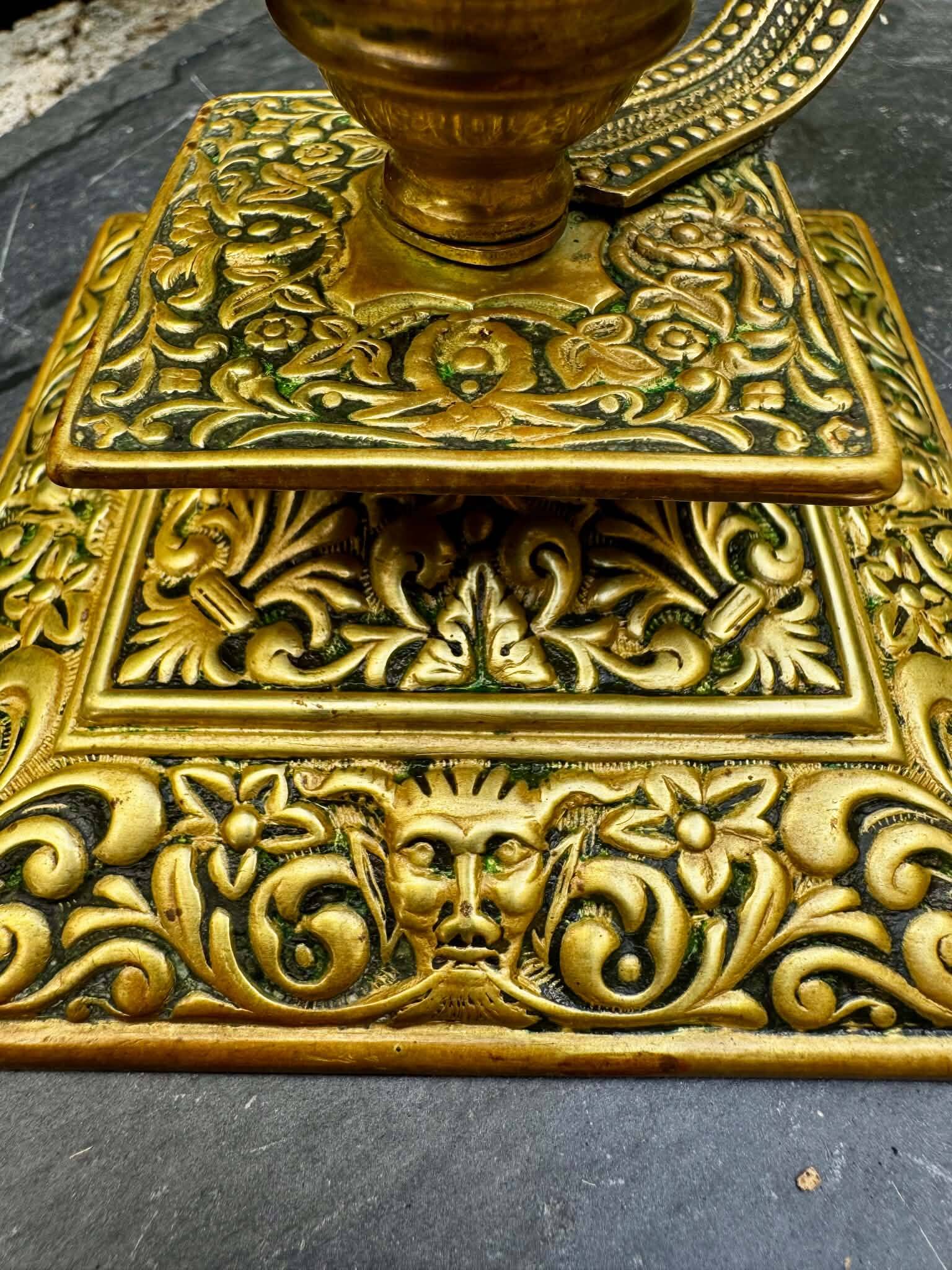 Large brass candlestick from the Art Nouveau period.