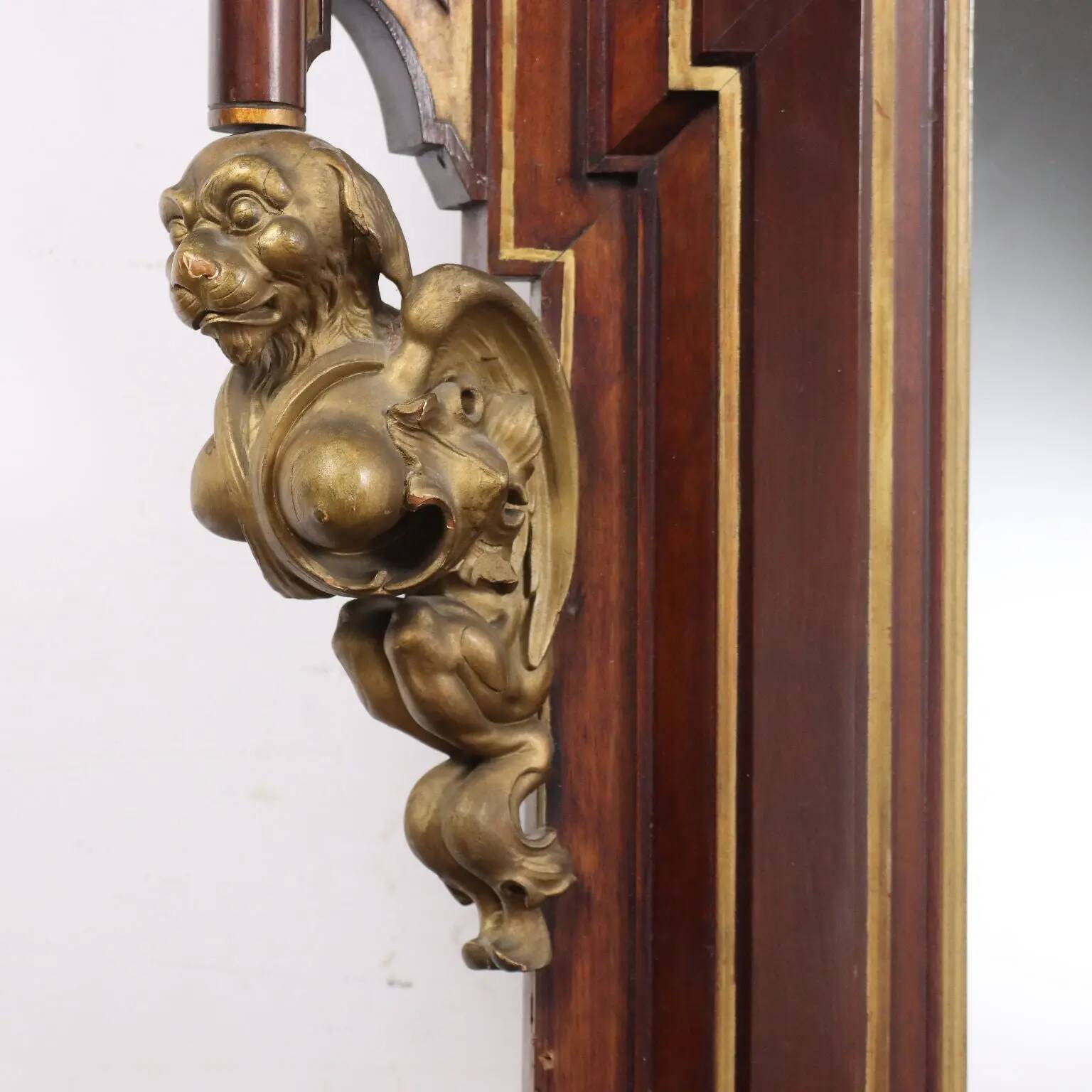 Eclectic antique mahogany mirror, Italy, 19th century