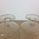 Pair of twisted glass bathroom bottle bottles