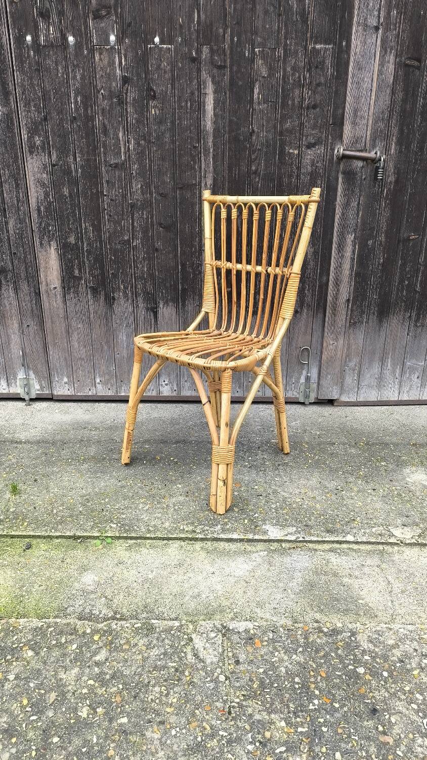 Chaise en rotin 1960