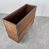 Vintage industrial steel and wooden trolley, 1950s