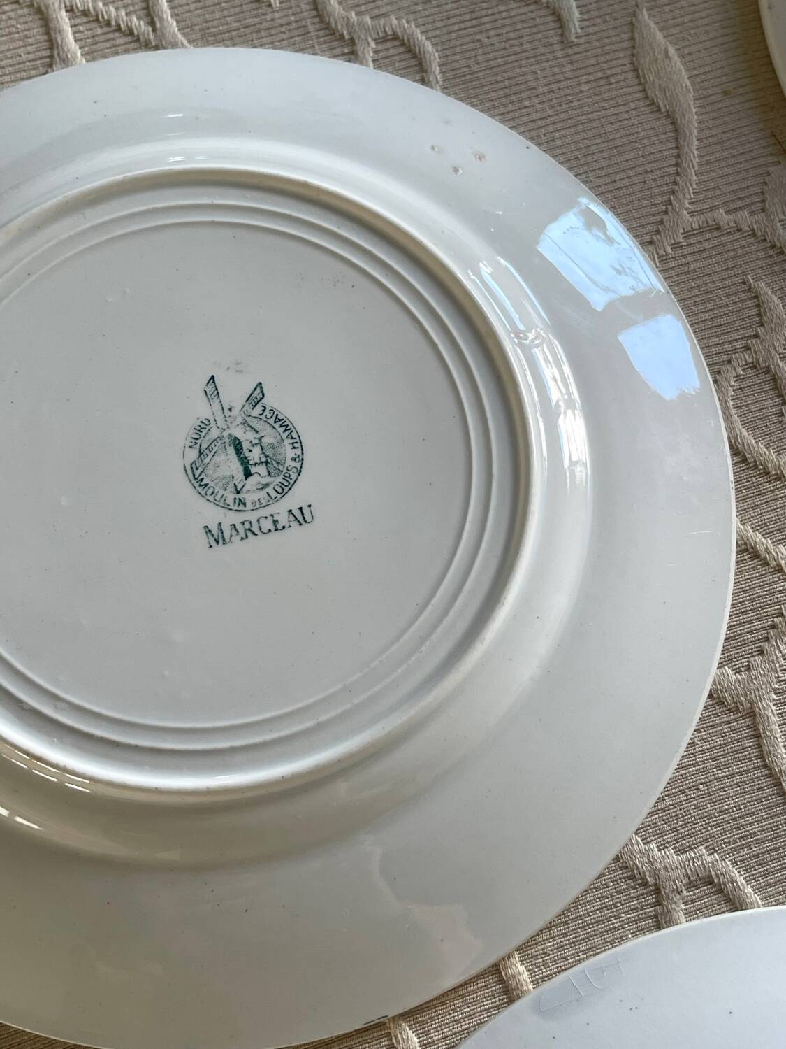 5 antique ironstone plates from Moulin des Loups.