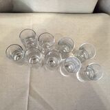 Suite of 9 glass liquor shot glasses