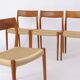 Ensemble de 4 chaises Niels Otto Moller modèle 77, années 1950 – Bois de teck, assise renouvelée