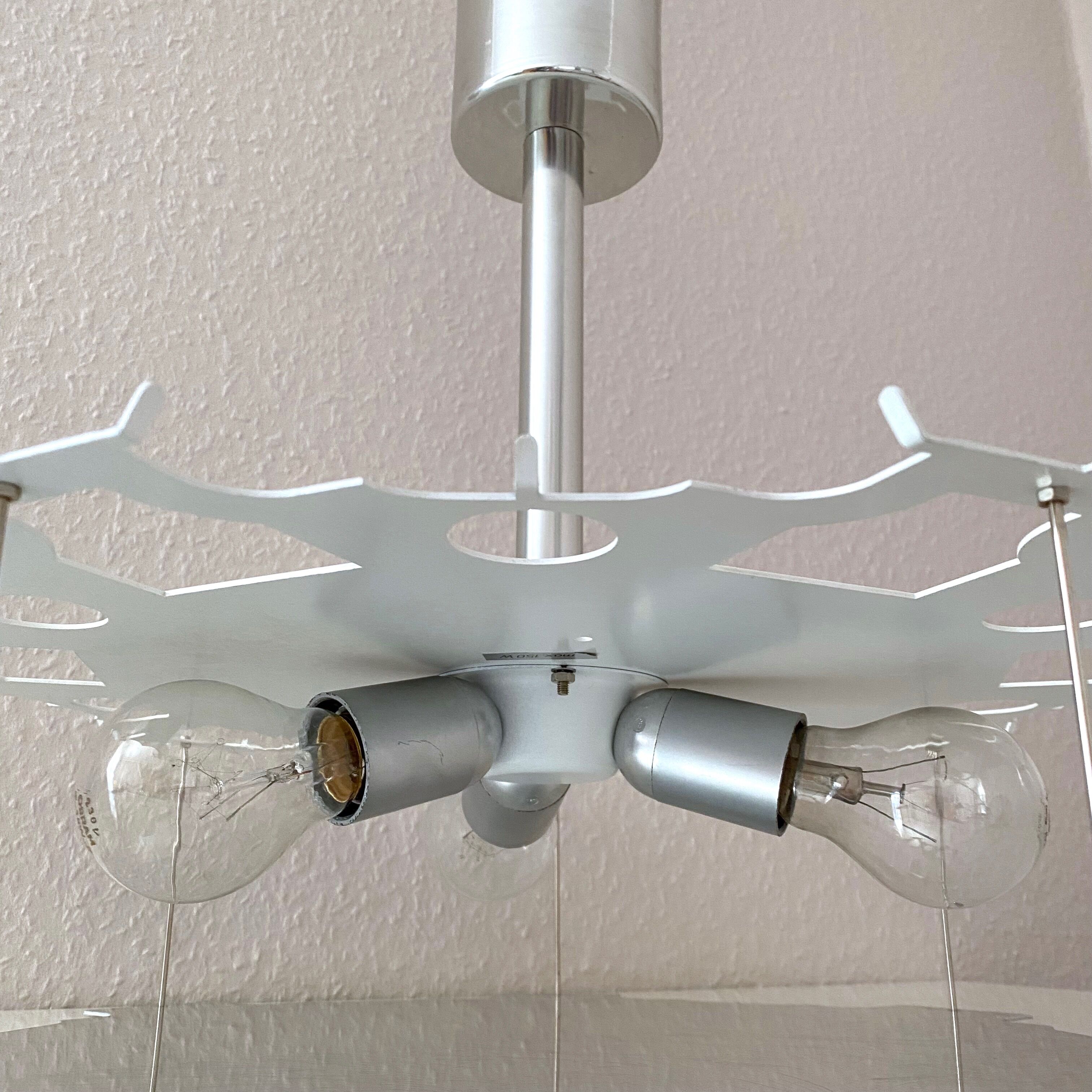 Glass chandelier by Doria Leuchten 1960s mid century lamp, vintage interior.