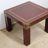 Vintage Jean-Claude Mahey coffee table in lacquered wood and brass, 1970