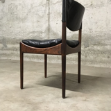 Set of 4 Rio palisander & black leather chairs, Modus model, by Kristian Vedel for Soren Willadsen