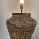 Woven rattan lamp base