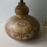 Ceramic lamp from the 60s, decoration flowers, Scandinavian, signed