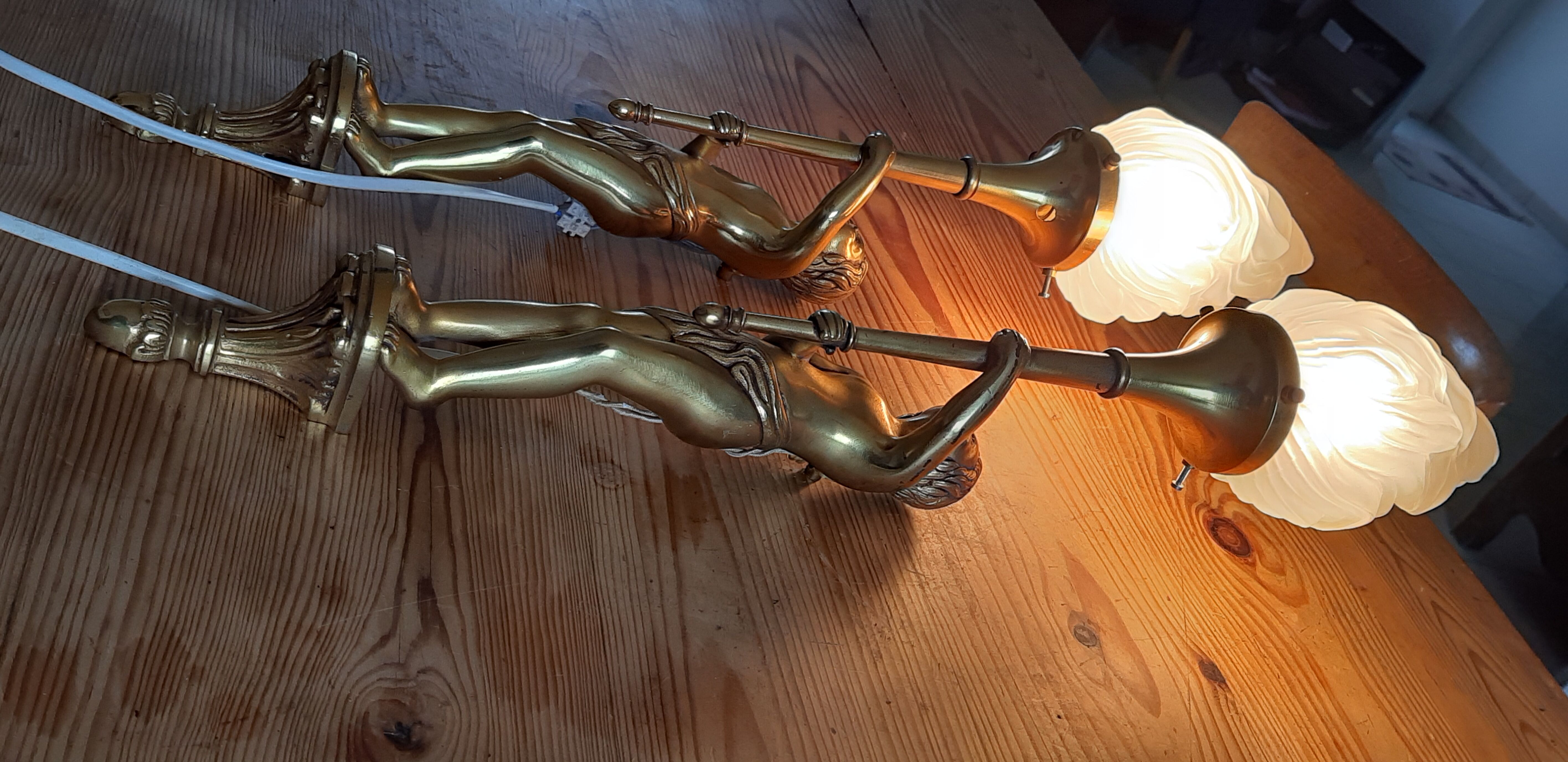 Pair of wall lamps gilded bronze
