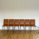 Set of 6 brown skaï chairs and black metal, 1960